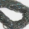 Natural Blue Fire Labradorite Smooth Rectangle Box Beads Strand 5 Strands of Length 14 Inches each & Sizes from 3mm to 6mm approx. 